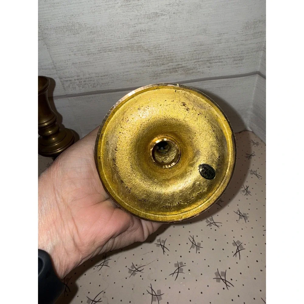 Vintage Brass Candlestick‎ Holders Pair Made in Hong Kong Taper Candle Stands